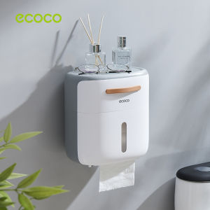 Ecoco Double Layer Tissue Box Holder for Bathroom Wall-mounted Tissue Dispenser with Drawer Waterproof