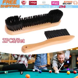 【Local Warehouse】2pcs Billiards Table Brush Pool Tables Cleaning Brushes with Wood Handle Corner Scrubber Scrubbing Kit Outdoor Gym Billiard-Brush-2PCS/Set