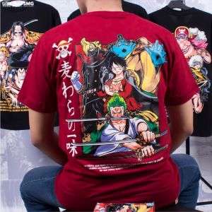 CLOWOR Strawhat Pirates Top Fighters Mugiwara Luffy Zoro Sanji Jinbe Anime One Piece Kaos T-Shirt