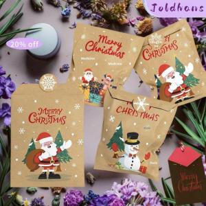 Joldhans 24PCS Kraft túi giấy phong bì Giáng sinh túi quà tặng với dán kẹo Cookie bao bì năm mới bên ủng hộ Túi DIY