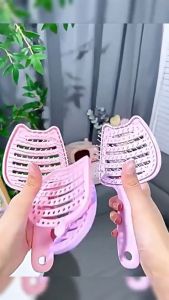 Vacaka Self-Cleaning Air Cushion Comb Large Curved Design Fluffy Volume Hair Styling Brush 1Pc