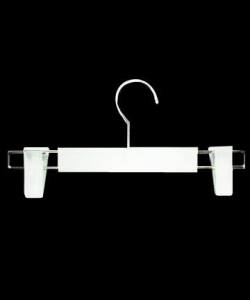 PLASTIC HANGER Pants & Skirt Hanger Smoke-12"- 619 Bottom with Clip Smoke (sold by dozen)