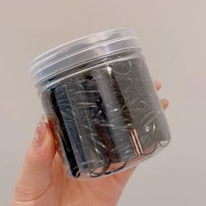 ชุด 2000ยางรัดผมสีดำเส้นเล็กสำหรับเด็กผู้หญิง มีความยืดหยุ่นสูง ไม่ทำลายเส้นผม กล่องหนังขนาดเล็กสำหรับใส่ยางรัดผมและห่วงรัดผม