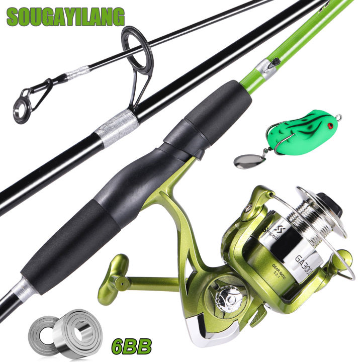 Sougayilang Fishing Rod and Reel Set 2 Sections 1.8M 2.1M Spinning Fishing  Rod and 1000-3000 Fishing Reel with 150M PE Fishing Line Soft Bait Fishing  Float for Saltwater and Freshwater