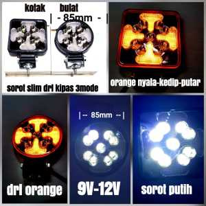 Lampu Led Sorot Slim Kipas Mobil Truk 3 Mode Kotak dan Bulat