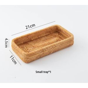 BEST4U Hand-Woven Rattan Basket | Rattan Storage | Rattan Tray | Wicker Basket | Handmade Rattan Multipurpose Storage Box | Bakul Rotan