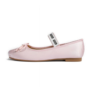 Sheepskin Ballet Shoes Genuine Leather Bowknot Satin Round-Toe WomenS Flat Ballet Shoes