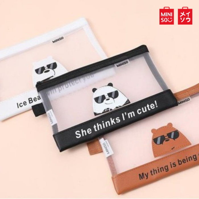 Miniso We Bare Bears Stationery Organizer A6 Document Bag Ice Bear