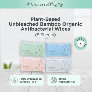 ❤️ Cloversoft Official Antibacterial Wet Wipes Organic Bamboo Petite Wet Wipes Tissues [8 Sheets]