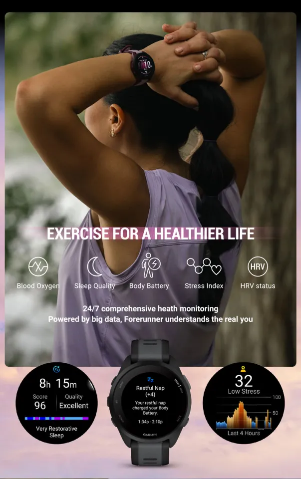 Body Battery Garmin Forerunner Stress Level Lily Active Smartwatch