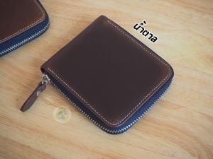 กระเป๋าซิปรอบ ใบสั้น หนังวัวแท้ ซิปฟันเหล็กคุณภาพดีลื่นมาก ไม่กินแบงค์ สินค้าไทย