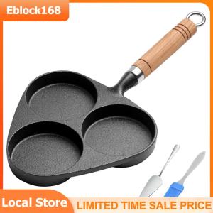 3-Cup Cast Iron Egg Frying Pan Non Stick Pancake Pan with Handle Egg Cooker Crepe Pan for Breakfast Fried Egg Pancakes