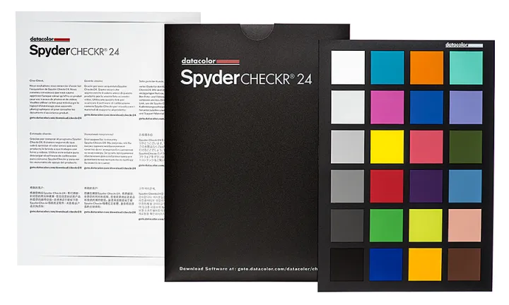 Datacolor SpyderCHECKR 24 - 24 of the most common spectrally engineered color patches in a portable vinyl sleeve.