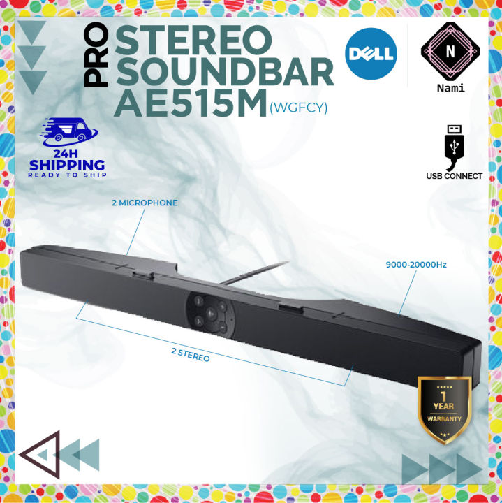 Dell Pro Stereo Soundbar -AE515M 20000 Hz Dual Stereo Dual Mic