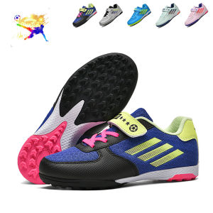 Childrens soccer shoes with cleats mesh surface no-lace Velcro for teenagers boys and girls student training shoes wholesale