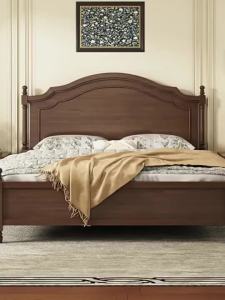CraftedLiving SG-French Vintage Solid Wood Bed Modern Minimalist American Luxury Bed Master Bedroom King-Size Bed