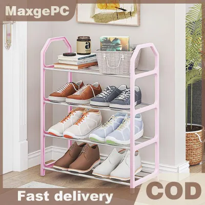 MaxgePC Multi-Layer Shoe Shelf 4 Layers Simple Dust-proof Storage Shoe Cabinet Multi-layer Assembly Door Dormitory Organizer Rack