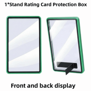 JAYQQ 2-in-1 PSA/CGC Graded Card Protective Box with Stand Transparent Metal ic Case Power Guard Durable Card Protective Case Card Display