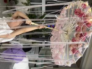 Cosplay Flowers LED Silk Cloth Decorative Umbrella Beach Princess Cosplay Japanese Cherry Blossoms Chinese Peach Blossom Parasol