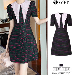 ZYHT EraVogue Váy nữ váy đen váy hình chữ A váy tay phồng Váy công sở Váy Hiso Váy cổ điển Váy tiệc Dạ hội 91208