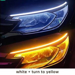 EKLEVA 2xpcs Car Flexible LED Daytime Running Lights Turn Signal Lamp Headlight Waterproof 30cm 45cm 60cm White Yellow Red 12V