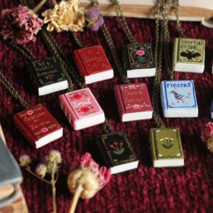 MAKERVY Handmade Mini Book Pendant Copper DIY Jewelry Making Book Lover Pendant Creative Necklace Bracelet Colorful Magic Book Pendant