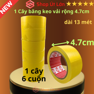 Băng keo vải màu vàng rộng 4.7cm dài 13 mét lõi giấy 3mm - 1 cây có 6 cuộn