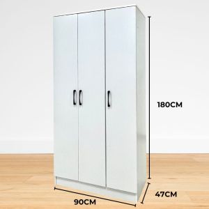 GR Furniture 2 And 3 Door White Colour Wardrobe Cabinet Cupboard Clothes with Hanging Rod