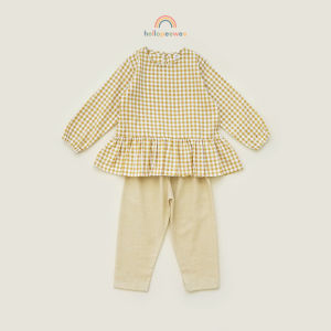 PEEWEE Setelan Set Tunik Anak Perempuan Kotak Gingham 1-12 Tahun
