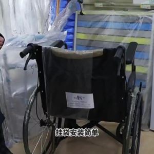 43x43cm Wheelchair Backrest Storage Bag Waterproof Oxford Cloth Hanging Organizer Durable Multifunctional Pocket Pouch Black Grey Wear-resistant Wheelchair Accessories for Daily Storage