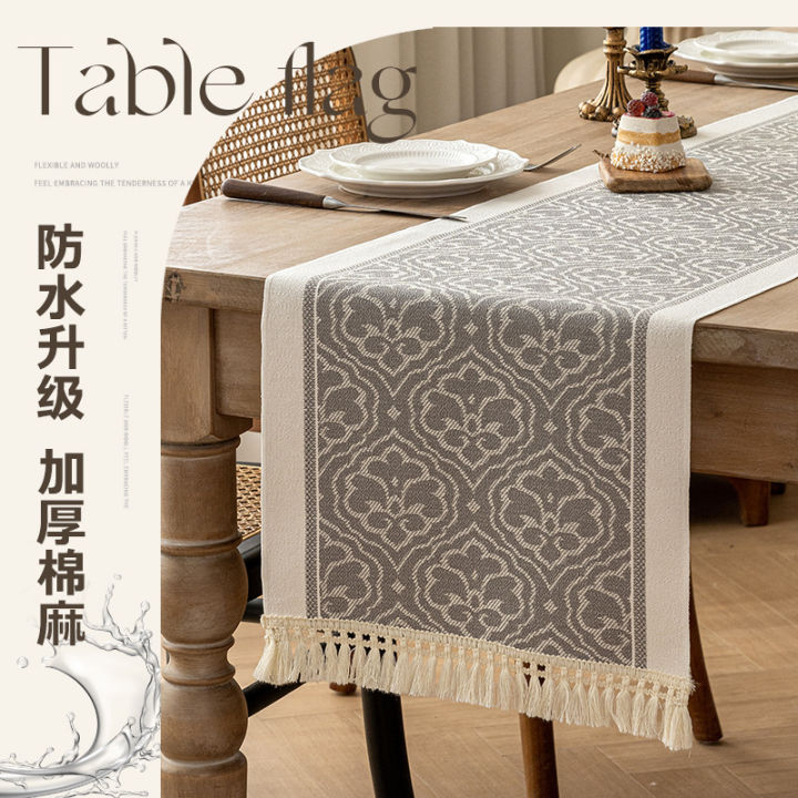 Vải lanh và Cotton Tua Khăn trải bàn Dải bên Tủ trang trí Bìa khăn bắc ...