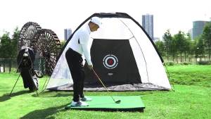 PGM Outdoor Golf Practice Tent Net With Pole Cutting Holes Portable Indoor Cutting Batting Strike Cage Swing Practitioner