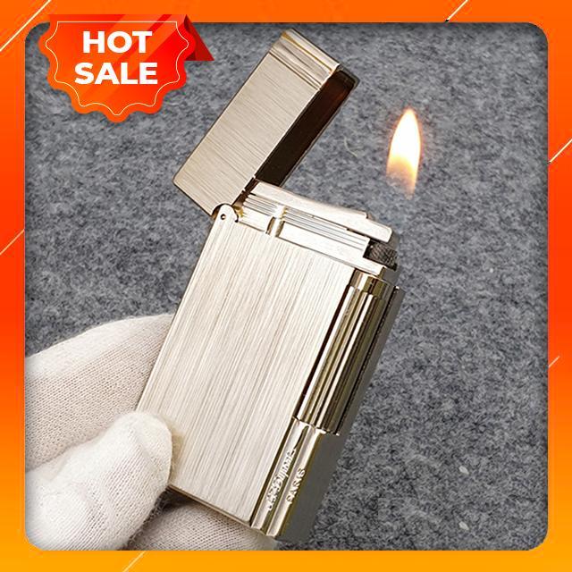 Hộp Quẹt Bật Lửa Gas Đá Super Họa Tiết Hoa Văn Xước Dọc Kẻ Viền Màu Bạc ...