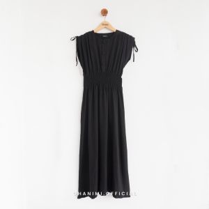 Ghanimi - Kiyora Dress / Dress Sleeveless Polos / dress tangan pendek / gamis serut polos / dress tanpa lengan / baju pesta / dress kondangan / dress rayon polos / gamis rayon tangan pendek