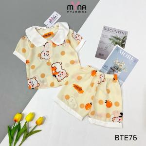 Bộ quần áo bé gái mùa hè pijama cổ sen cộc đùi bé gái size 11- 40kg chất lụa mango mềm mịn mát không nhăn ảnh chụp thật - Myna Pyjamas