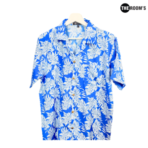 THE ROOMS - เดอะรูม เสื้อฮาวาย Hawaii เดอะรูม ผ้าไหมญี่ปุ่น เสื้อโทนสีฟ้าจัดหนักลายสุดฮิต