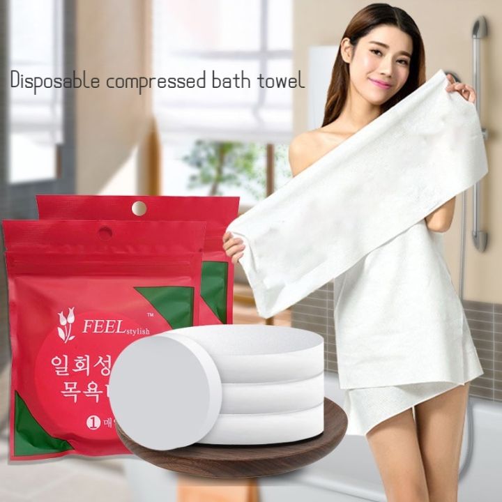 Disposable Compressed Cotton Bath Towel Travel Pack Round Shape Water