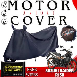 ROS SUZUKI RAIDER R150 Motorcycle Cover Universal Fit AKIOKI Motor Cover Black With Shoe Wipes & Storage Bag