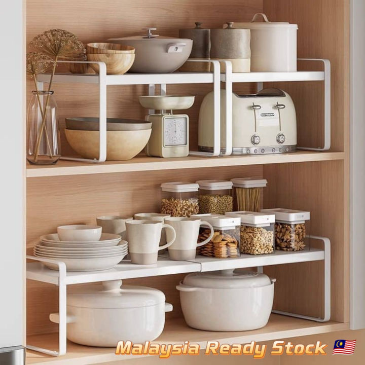 Adjustable Kitchen Rack Kitchen Cabinet Shelf Plate/Spice Rack ...