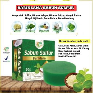 Sabun Sulfur 60gr Sabun Batang plus Herbal Daun Bidara-Binahong-Minyak Zaitun-Kelapa-Palem-Biji Jarak