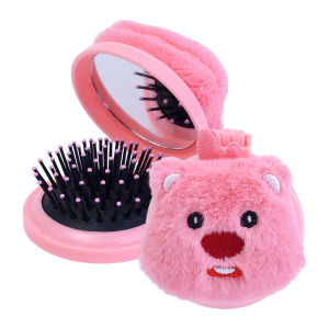 ของเล่นแปรงนวดถุงลมนิรภัยกระจกดีไซน์สวยแบบพกพาสำหรับการเดินทางขนาดเล็กพับได้ผ้ากำมะหยี่ลายการ์ตูนหวีหลวมน่ารัก