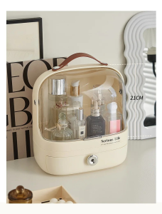 READY STK Makeup Organizer and Storage for Vanity Skincare Portable Cosmetic Display Cases With Lid and Drawer R3324