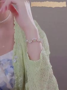 FCViviann Original 925 sterling silver Design Hetian Jade Bracelet Girl Pearl Bracelet Canada Green Jades Beaded Bracelets Women Emerald Agate Vintage Strand Bangles Female Wristband Summer Gifts
