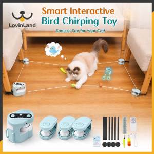 Lovinland Pet Interactive Toys for Cats Dogs Chasing Running Hunt Instinct Exercise Auto Remote Control Toy DIY Chase Track with 2 Feather