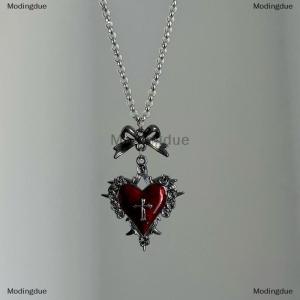 [COD] Modingdue Y2k Bow Cross Heart Necklace For Girls Gothic Jewelry Vintage Accessories Rose Goth Collares Chain For Women Man Punk Necklace