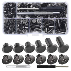 110Pieces Binding Screws Crossed Head Metal Screws Rivets Book Binding Rivets For Leather Belts Bags Luggage Bookbinding
