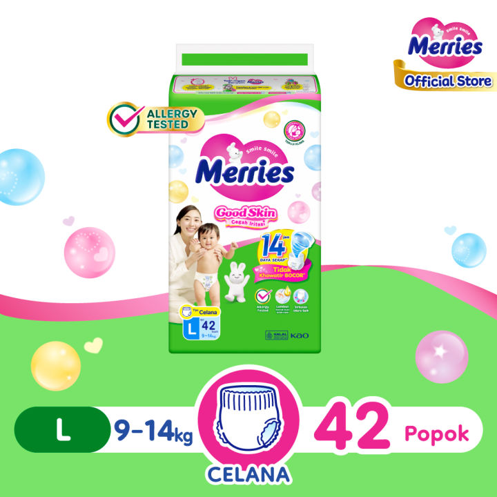 Merries Popok Bayi Good Skin Pants L42 (9-14kg)