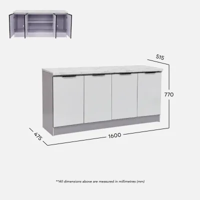 [SIAP PASANG] Como Home 3 Door Kitchen Cabinet with Drawer | Solid Surface Top with Gloss Protective Lamination