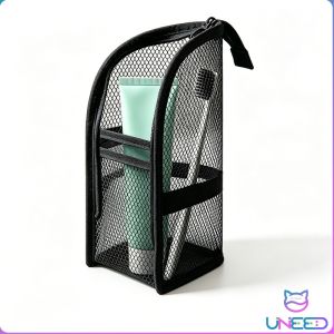 UNeed Portable Travel Cosmetic Bag with Zipper Mesh Makeup Bag Women Large Capacity Organizer Pouch