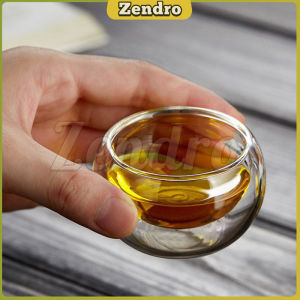 ZEO 50ml Tea Cup Transparent Double Layer Small Tea Cup Thickened Glass Small Tea Cup